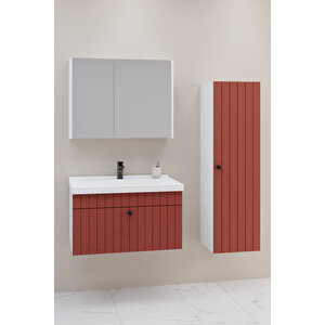 Alice 80 Cm Banyo Dolabı Bgn Aynalı - Boy Dolap Dahil Kiremit