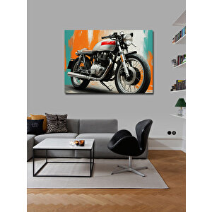 Kanvas Tablo Vintage Motosiklet Portresi 100x140 cm
