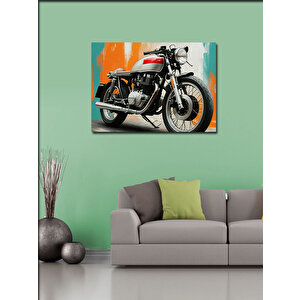Kanvas Tablo Vintage Motosiklet Portresi 100x140 cm