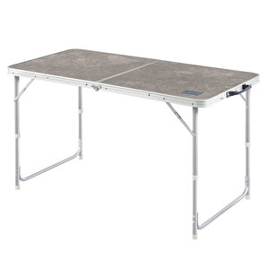 Haegs Portatif Kamp Masası, 3 Yükseklik Ayarlı, Katlanır Piknik Masası, Kolay Taşınabilir Alüminyum Masa - 120x60 - Mermer Desenli