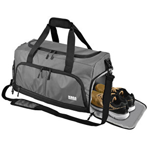 Haegs Spor Çantası, 10 Cepli, Ayakkabı Bölmeli, Su Geçirmez Islak Eşya Keseli, Organizer Tasarımlı Dayanıklı Bay Bayan Seyahat Çantası, Gym, Fitness Çantası, Medium - Gri
