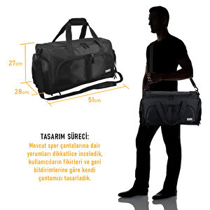 Haegs Spor Çantası, 10 Cepli, Ayakkabı Bölmeli, Su Geçirmez Islak Eşya Keseli, Organizer Tasarımlı Dayanıklı Bay Bayan Seyahat Çantası, Gym, Fitness Çantası, Medium - Lacivert