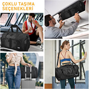 Haegs Spor Çantası, 10 Cepli, Ayakkabı Bölmeli, Su Geçirmez Islak Eşya Keseli, Organizer Tasarımlı Dayanıklı Bay Bayan Seyahat Çantası, Gym, Fitness Çantası, Medium - Lacivert