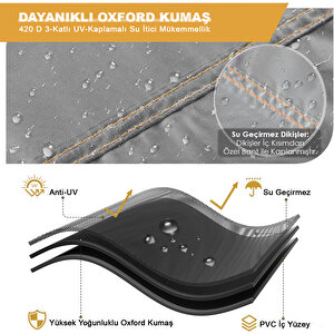 Haegs Bahçe Mobilyası Örtüsü, 150-150-74cm, Ağır Hizmet Oxford Kumaş, Su Geçirmez, Dış Mekan Veranda Masa Örtüsü, Havalandırmalı Masa Ve Sandalye Koruma Kılıfı - Gri