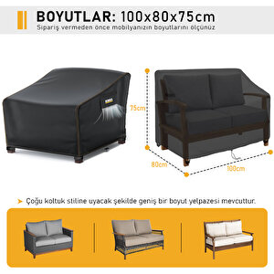 Haegs Tek Kişilik Bahçe Koltuk Örtüsü, Koruma Kılıfı, Su Geçirmez Açık Hava Bahçe Mobilya Kılıfları, Dış Mekan Sandalye Kılıfı Örtü Branda, Ağır Hizmet Tipi, 100-80-75cm - Siyah