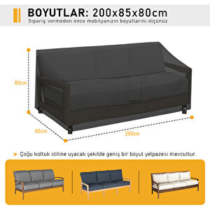 Haegs Çift Kişilik Bahçe Koltuk Örtüsü, Koruma Kılıfı, Su Geçirmez Açık Hava Bahçe Mobilya Kılıfları, Dış Mekan Sandalye Kılıfı Örtü Branda, Ağır Hizmet Tipi, 200-85-80cm - Siyah