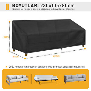 Haegs Çift Kişilik Bahçe Koltuk Örtüsü, Koruma Kılıfı, Su Geçirmez Açık Hava Bahçe Mobilya Kılıfları, Dış Mekan Sandalye Kılıfı Örtü Branda, Ağır Hizmet Tipi, 230-105-80cm - Siyah