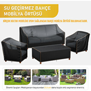 Haegs Çift Kişilik Bahçe Koltuk Örtüsü, Koruma Kılıfı, Su Geçirmez Açık Hava Bahçe Mobilya Kılıfları, Dış Mekan Sandalye Kılıfı Örtü Branda, Ağır Hizmet Tipi, 230-105-80cm - Siyah