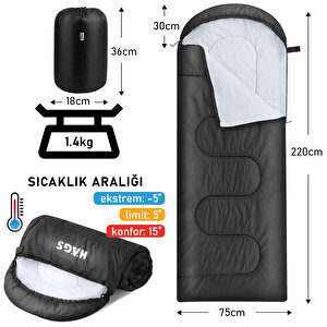 Haegs Uyku Tulumu, Battaniye, Kamp Uyku Tulumu, Outdoor Dış Mekan Çadır Karavan, 3 - 4 Mevsim, Yazlık Uyku Tulumu - Kış Uyku Tulumu, Ultra Hafif, Sıcak Ve Kompakt - Siyah
