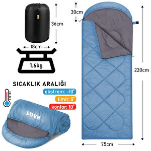 Haegs Uyku Tulumu, Polar, Battaniye, Kamp Uyku Tulumu, Outdoor Dış Mekan, 3 - 4 Mevsim, Yazlık Uyku Tulumu - Kış Uyku Tulumu, Ultra Hafif, Sıcak Ve Kompakt - Polar -mavi