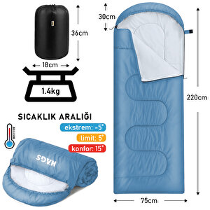 Haegs Uyku Tulumu, Battaniye, Kamp Uyku Tulumu, Outdoor Dış Mekan Çadır Karavan, 3 - 4 Mevsim, Yazlık Uyku Tulumu - Kış Uyku Tulumu, Ultra Hafif, Sıcak Ve Kompakt - Mavi