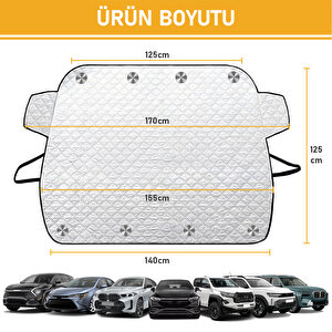 Haegs Araba Ön Cam Koruma Örtüsü, Araç Güneşlik, Oto Buzlanma Önleyici, Cam Kar Örtüsü, Kalın Ağır Hizmet Tipi Peva Oto Kar Örtüsü | Otomobil, Suv, Hatchback Ön Cam Koruması | Araba Brandası - 155-125 Cm -gri