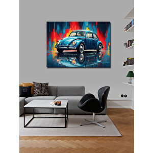 Kanvas Tablo Mavi Retro Vosvos Tasarımı 100x140 cm