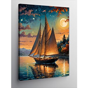 Kanvas Tablo Göldeki Yelkenli Tekne 50x70 cm