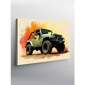 Kanvas Tablo Sarı Off-road Jeep 70x100 cm