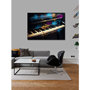 Kanvas Tablo Neon Işıklı Piyano Tasarımı 50x70 cm