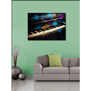 Kanvas Tablo Neon Işıklı Piyano Tasarımı 50x70 cm
