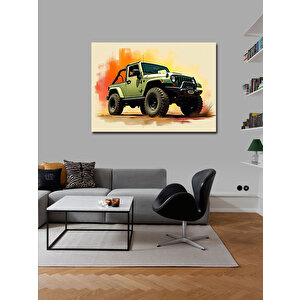 Kanvas Tablo Sarı Off-road Jeep 100x140 cm