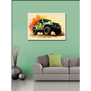 Kanvas Tablo Sarı Off-road Jeep 100x140 cm