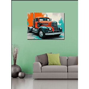 Kanvas Tablo Kırmızı Klasik Tır Tasarımı 70x100 cm