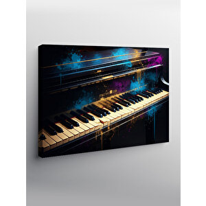 Kanvas Tablo Neon Işıklı Piyano Tasarımı 70x100 cm