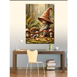Kanvas Tablo Mantar Toplayan Çocuk 100x140 cm