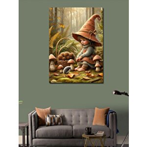 Kanvas Tablo Mantar Toplayan Çocuk 70x100 cm