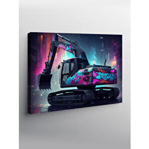 Kanvas Tablo Renkli Ekskavatör Tasarımı 100x140 cm