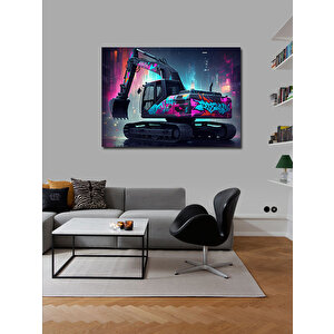 Kanvas Tablo Renkli Ekskavatör Tasarımı 100x140 cm