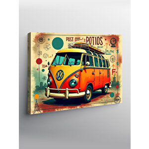 Kanvas Tablo Renkli Retro Minibüs Tasarımı 50x70 cm