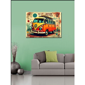 Kanvas Tablo Renkli Retro Minibüs Tasarımı 50x70 cm