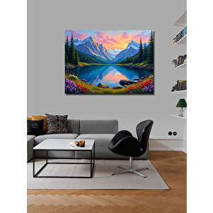 Kanvas Tablo Renkli Dağ Gölü Manzarası 70x100 cm