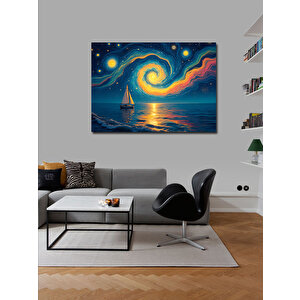 Kanvas Tablo Kozmik Manzara Ve Yelkenli 100x140 cm