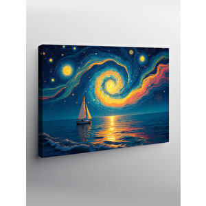 Kanvas Tablo Kozmik Manzara Ve Yelkenli 70x100 cm