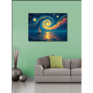 Kanvas Tablo Kozmik Manzara Ve Yelkenli 70x100 cm