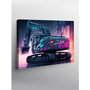 Kanvas Tablo Grafitili Ekskavatör Tasarımı 70x100 cm