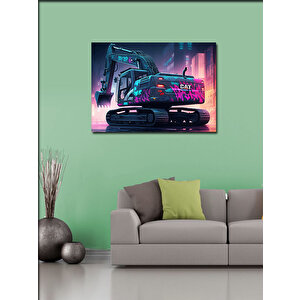 Kanvas Tablo Grafitili Ekskavatör Tasarımı 70x100 cm