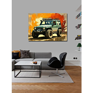 Kanvas Tablo Yeşil Off-road Jeep Tasarımı 70x100 cm