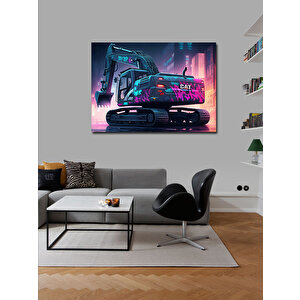 Kanvas Tablo Grafitili Ekskavatör Tasarımı 50x70 cm