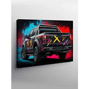 Kanvas Tablo Neon Işıklı Kamyonet Tasarımı 70x100 cm