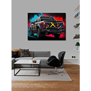 Kanvas Tablo Neon Işıklı Kamyonet Tasarımı 70x100 cm