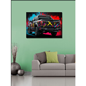 Kanvas Tablo Neon Işıklı Kamyonet Tasarımı 70x100 cm