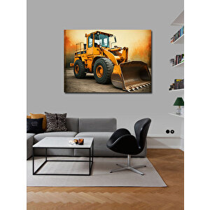 Kanvas Tablo Sarı Ekskavatör Tasarımı 100x140 cm