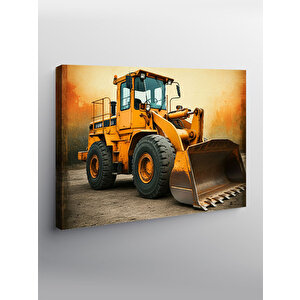 Kanvas Tablo Sarı Ekskavatör Tasarımı 50x70 cm