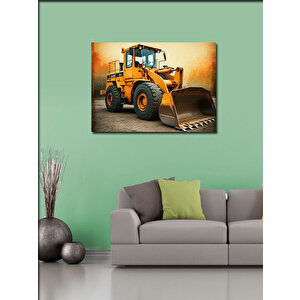 Kanvas Tablo Sarı Ekskavatör Tasarımı 50x70 cm