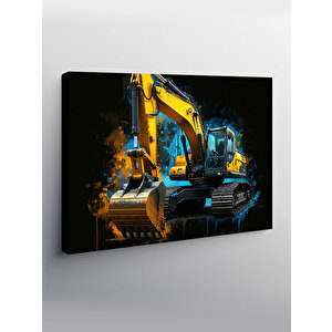 Kanvas Tablo Sarı Ekskavatör Tasarımı 50x70 cm