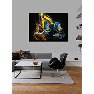 Kanvas Tablo Sarı Ekskavatör Tasarımı 50x70 cm