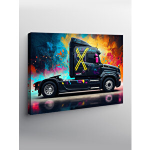 Kanvas Tablo Neon Işıklı Tır Tasarımı 100x140 cm