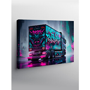 Kanvas Tablo Neon Işıklı Tır Tasarımı 100x140 cm