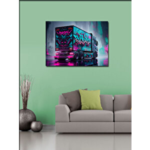 Kanvas Tablo Neon Işıklı Tır Tasarımı 100x140 cm
